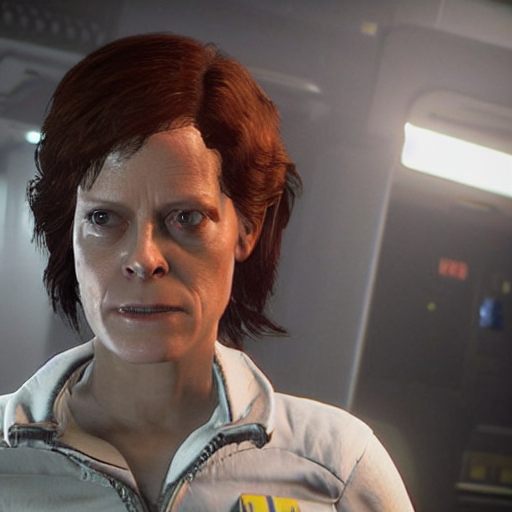 prompthunt: sigourney weaver as amanda ripley in the playstation 4 video  game alien isolation, screenshot detailed