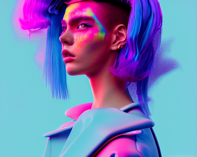 prompthunt: portrait of a post modern vaporwave fashion model with