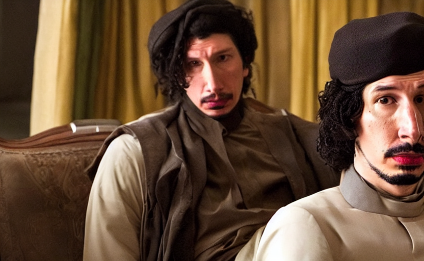 prompthunt Adam Driver as Gaddafi in 'Ddafi' (2025), movie still frame