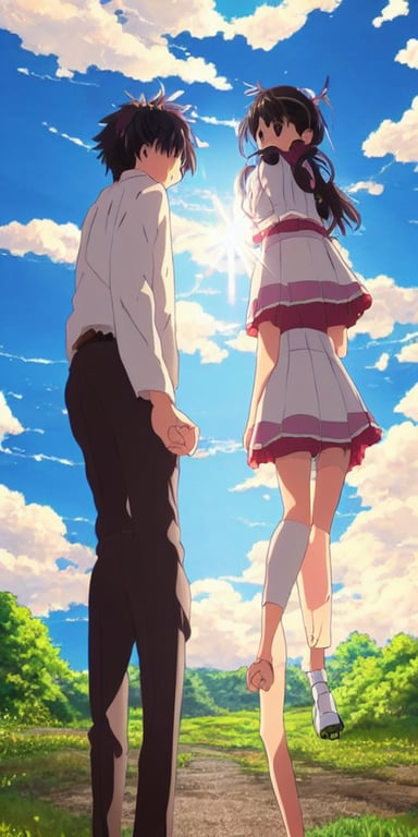 animated couple holding hands