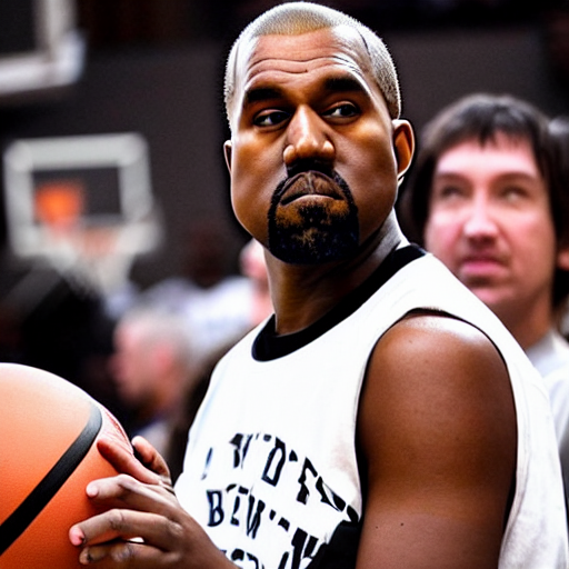 prompthunt: kanye west playing against a wheelchair basketball team
