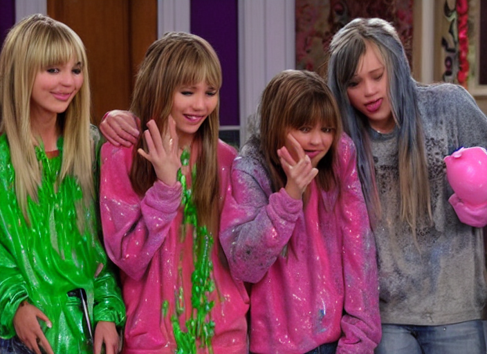 prompthunt: the episode of Hannah Montana where everyone gets covered with  nickelodeon slime hd