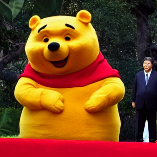Xi Jinping as Winnie the Pooh realistic cosplay full HD
