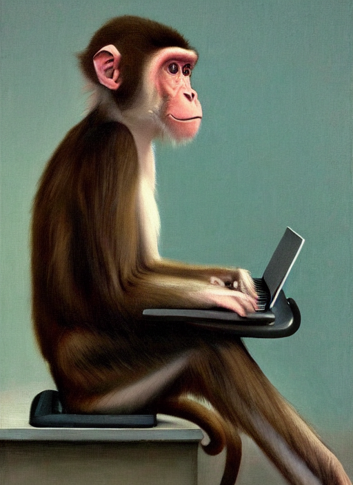 Monkey Typing On Keyboard