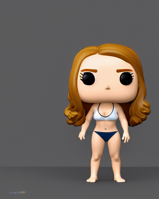 prompthunt: full body 3d render of Amy Adams as a funko pop, she is wearing  a bikini, studio lighting, white background, blender, trending on  artstation, 8K, highly detailed