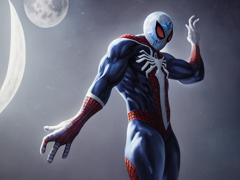 prompthunt: Moon Knight mixed with Spiderman, RPG Reference, Oil Painting,  Trending on Artstation, octane render, Insanely Detailed, 8k, HD