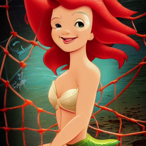 prompthunt: disney poster of the little mermaid ariel trapped in a
