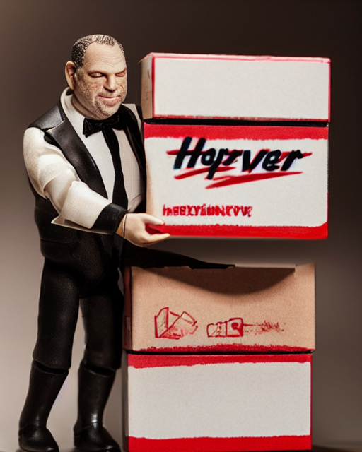 prompthunt: box of the toy of harvey weinstein as an action figure, hyper  real, advertising photography, 8k