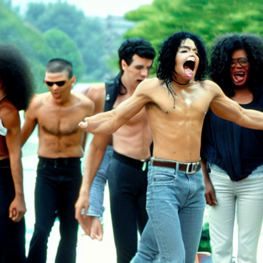 prompthunt: shirtless michael jackson screaming at oprah