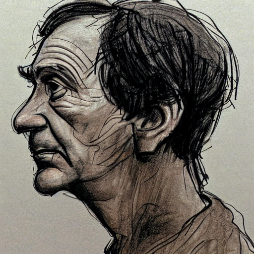 old man side profile drawing