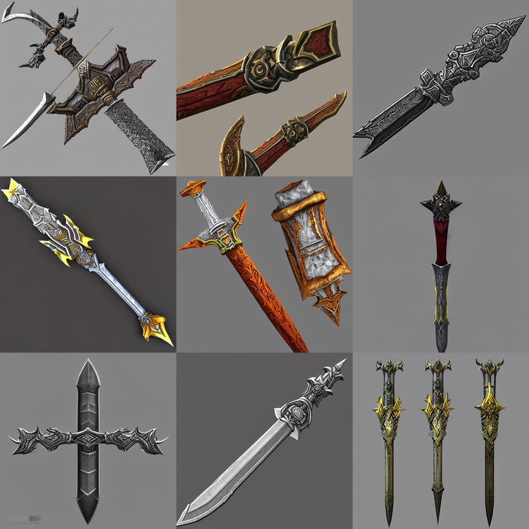 prompthunt: 3d model texture of a warcraft style sword