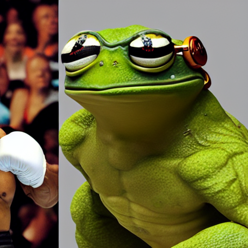 prompthunt: dwayne johnson and pepe the frog wrestling in arena, crowd