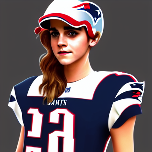 prompthunt: emma watson in new england patriots football uniform fanart,  digital art, trending on artstation