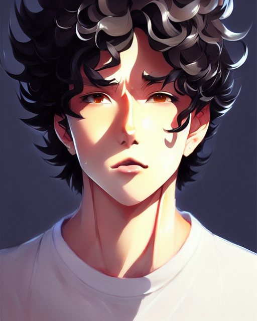 prompthunt: guy with midlength black curly hair, portrait shinkai makoto studio  ghibli studio key hideaki anno sakimichan stanley artgerm lau rossdraws  james jean marc simonetti elegant highly detailed digital painting  artstation pixiv