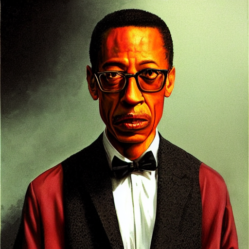 prompthunt Gus fring with half of his face blown up, gerald brom