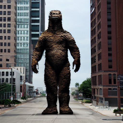 prompthunt Lifesized cardboard cutout of Godzilla in Detroit, 8k, realistic