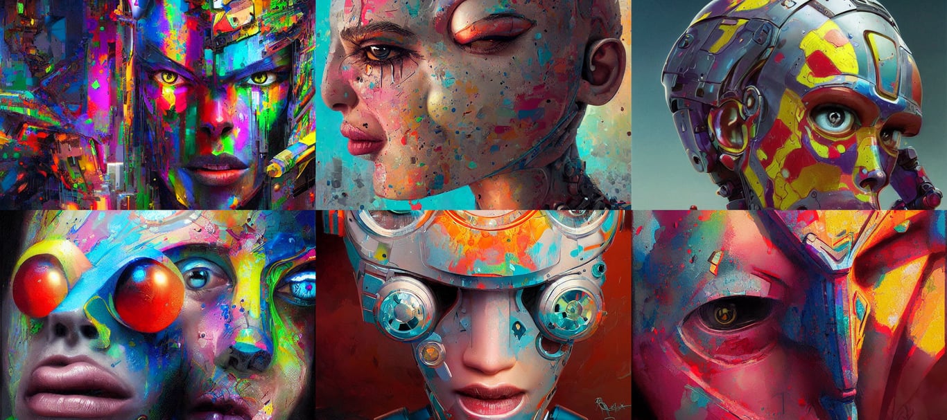 prompthunt: a colorful robot head, highly detailed, digital painting,  smooth, sharp, beautiful face, expressive eyes, art by greg rutkowski and alex  gray