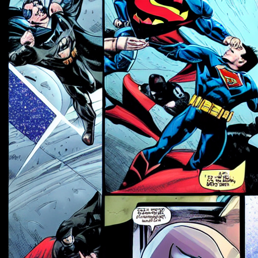 prompthunt: batman killing superman in space