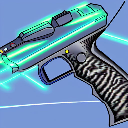 prompthunt: handheld laser pistol, future outlined by whirling illuminated  neon lines, outrun, vaporware, shaded flat illustration, digital art,  trending on artstation, highly detailed, fine detail, intricate