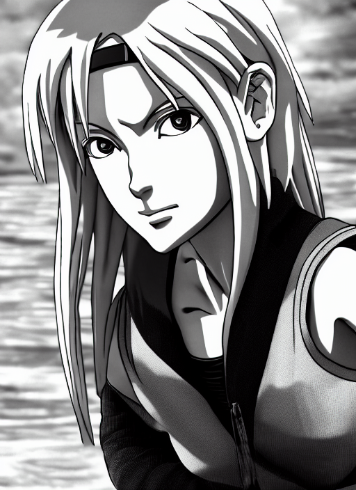 prompthunt: Sakura Haruno in Slug Sage Mode, in black and white manga