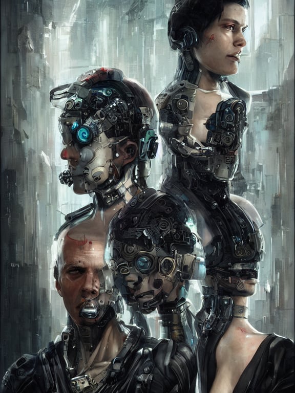 prompthunt: a cyberpunk longshot portrait of two gorgeous cyborgs with hard  white plastic, in the movie Girl With The Dragon Tattoo, award-winning,  masterpiece, in the style of Tom Bagshaw, Cedric Peyravernay, Peter