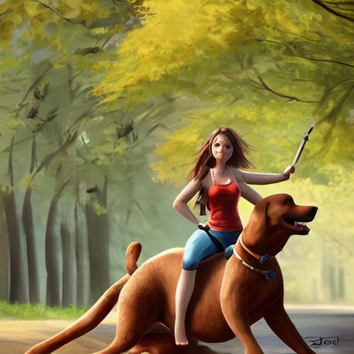 Woman Riding Dog