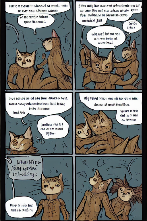 a graphic novel comic about warrior cats, Stable Diffusion