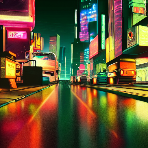 prompthunt: sci-fi cyberpunk city street, billboards, neon holograms ...