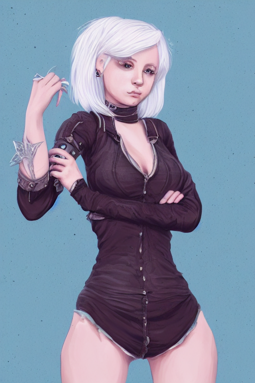 full body portrait of an alluring petite teenager witch with platinum blonde hair, illustration, trending on artstation, HD, 4k, 8k, intricate detail, character design