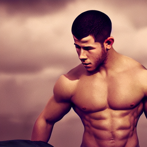 prompthunt: still of nick jonas with a very muscular!!!!! body type, calvin  klein photography, underwear ad, cgsociety contest winner
