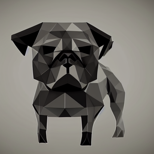 prompthunt: origami low polygon, black pug, forest, digital art, hyper  realistic