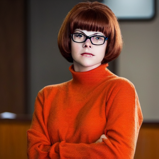 Velma Dinkley from Scooby Doo in court for falsely, Stable Diffusion