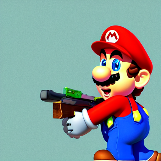 Super Mario holding a gun,CG graphics