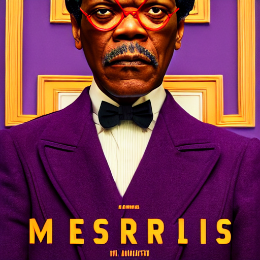 film by wes anderson, the grand budapest hotel style, pulp fiction movie, highly detailed, photorealistic, full - body, samuel l jackson posing in cafe, perfect symmetrical eyes, 8 k resolution, digital art, hyper realistic