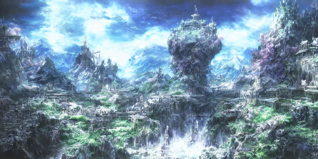 prompthunt a final fantasy landscape concept art by yoshitaka amano