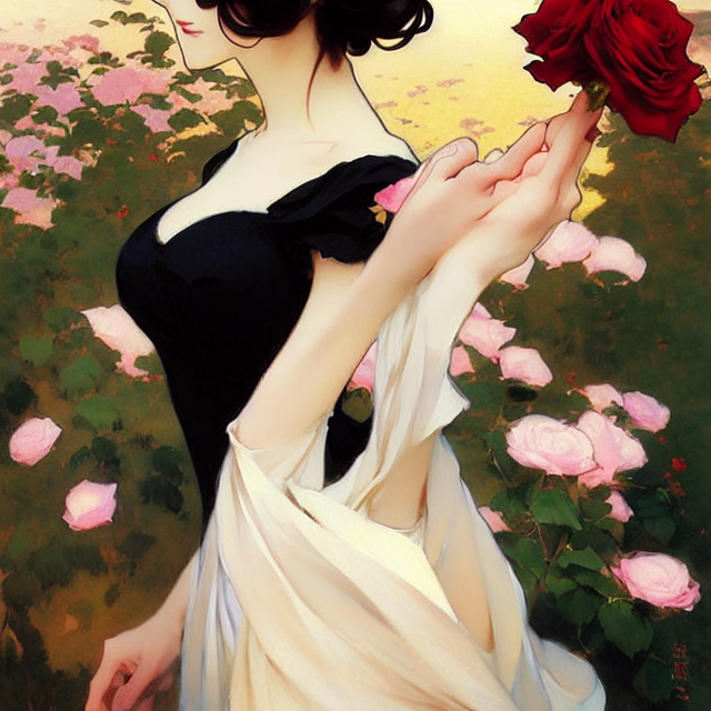 Anime Girl Holding A Rose