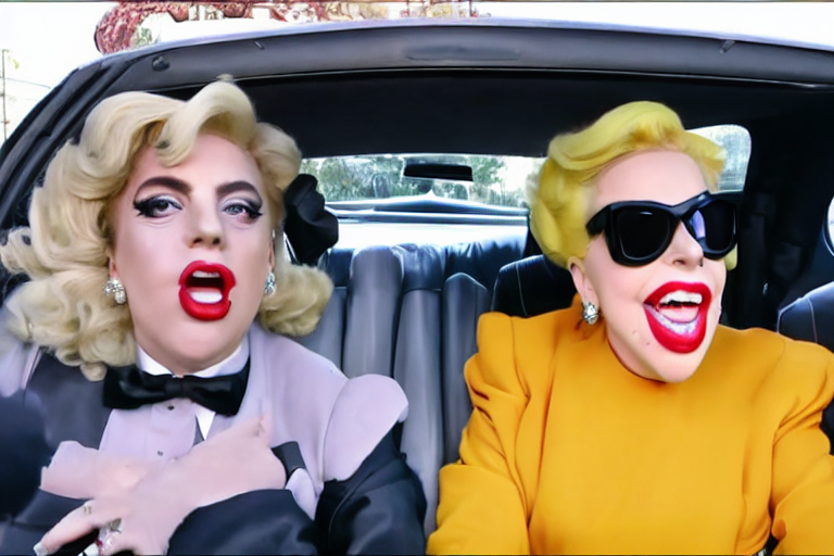 prompthunt: lady gaga and judy garland doing carpool karaoke, lady gaga and  judy garland, carpool karaoke, lady gaga, judy garland, carpool karaoke,  youtube video screenshot, the late late show with james corden,