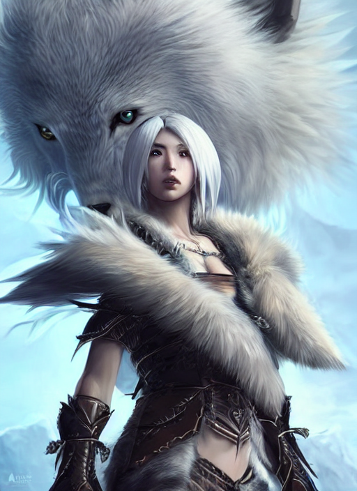 Anime Wolf Girl Warrior Drawing