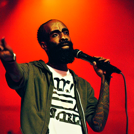 prompthunt photograph of Mc Ride from death grips