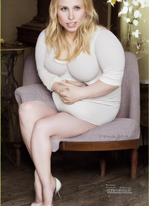 prompthunt: jiggly sexy fat chonky thick chubby curvy kristen bell with a  very big fat round hanging chubby belly sitting on a chair leaning forwards