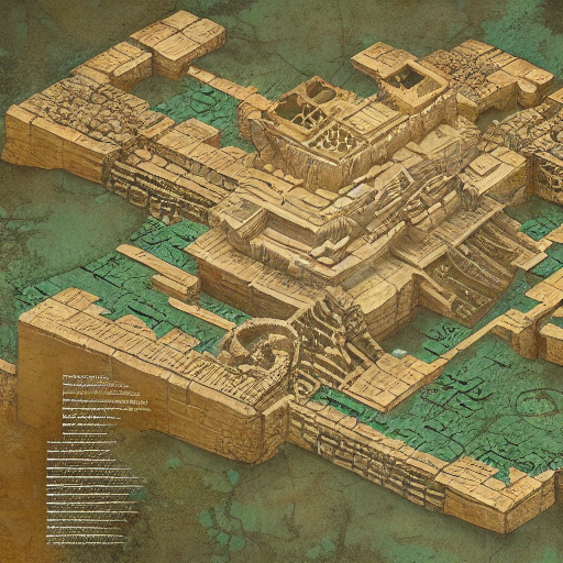 prompthunt Detailed map of ancient mayan ruins in Disco Elysium, by