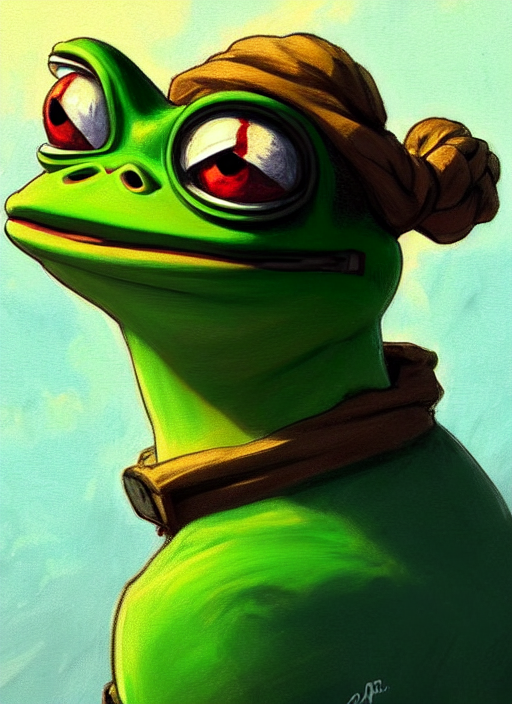 high quality portrait of pepe meme. art by makoto, Stable Diffusion