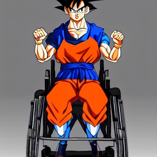 KREA - goku in a wheel chair power over 9000 disabled