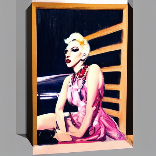 prompthunt: lady gaga wearing marilyn's dress, oil Painting, gucci poster,  fashion drawing
