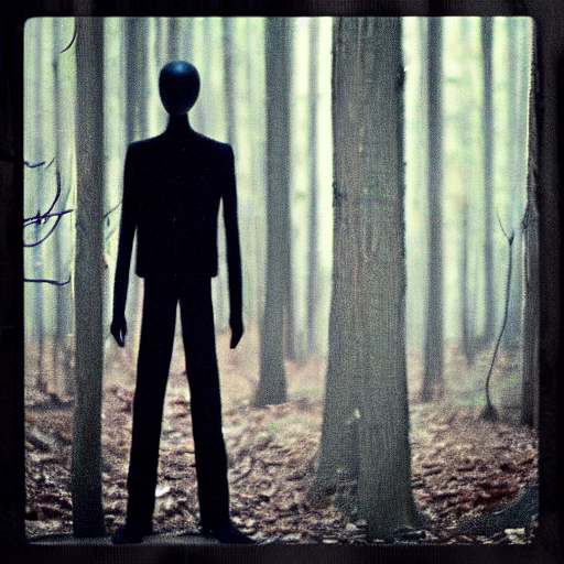 prompthunt: a blurry lost camera footage of slenderman