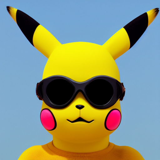 sur angst hundehvalp prompthunt: pikachu!!!!!! wearing white acne studios mustang sunglasses,  clout goggles, kurt cobain sunglasses, synthwave style, 8 k, unreal engine  5, 3 d render, trending on artstation,