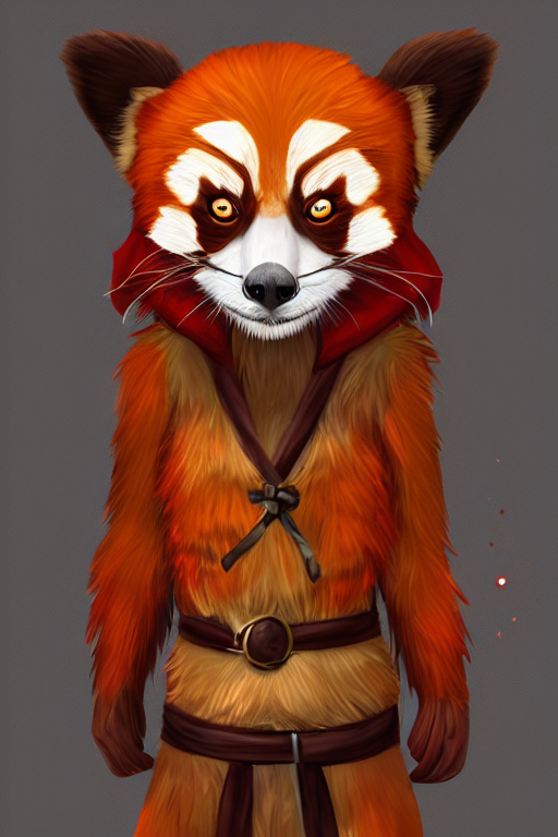 prompthunt: anthropomorphic muscled red panda mage, Artstation