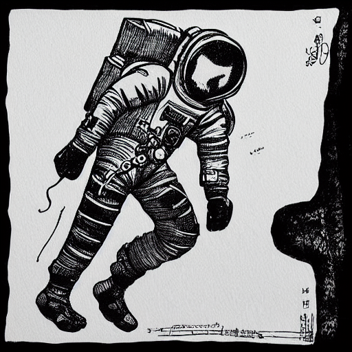 astronaut ink drawing
