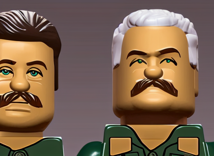 prompthunt: hyperdetailed faced of stalin and lenin as lego, unreal engine,  lumen, nanite