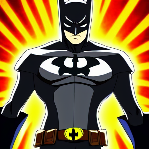 prompthunt: Anime Batman, full-body shot, backlit, in the style of One  Punch Man, extremely detailed, grim expression